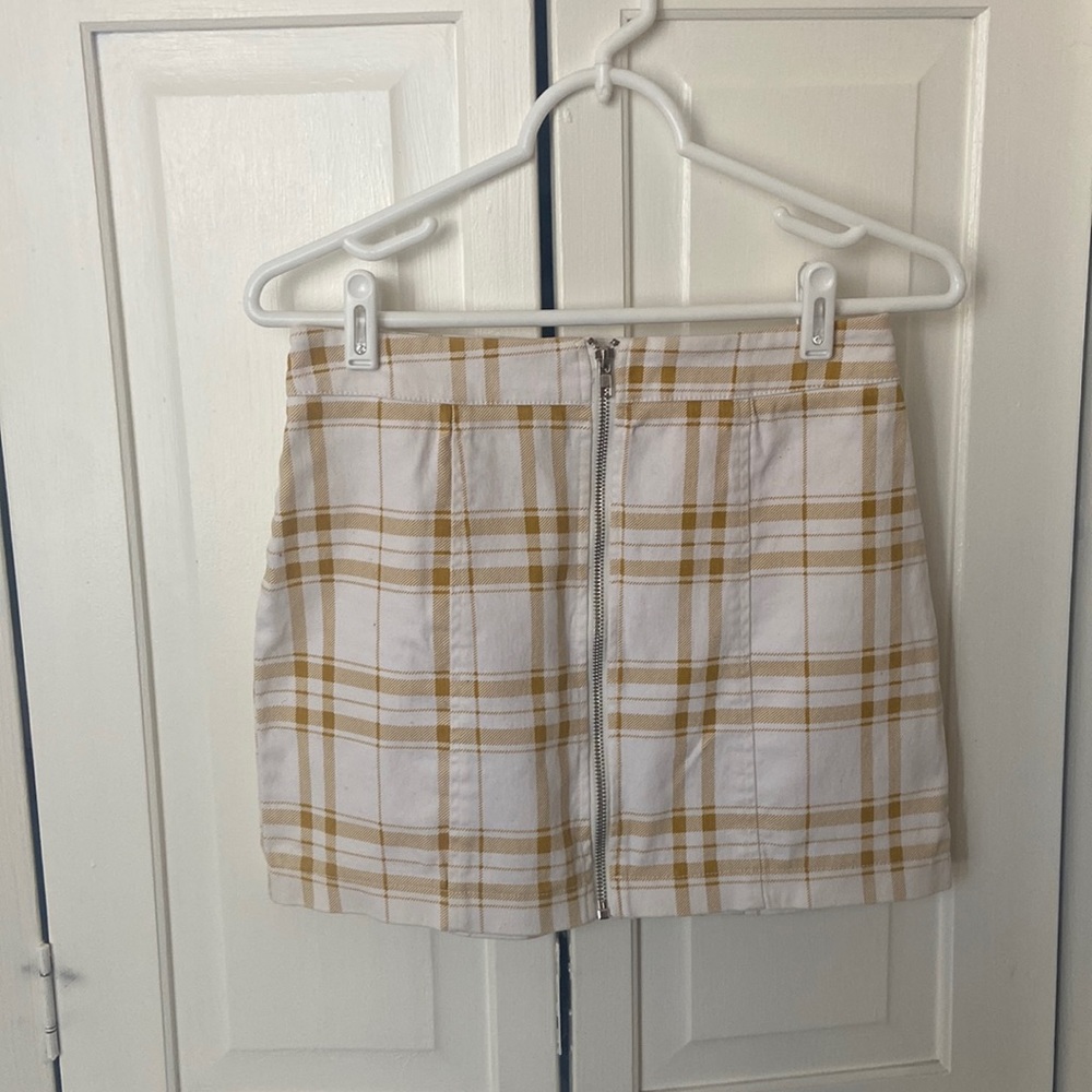 Plaid Front Zip Mini Skirt